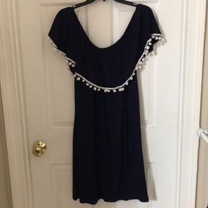 Navy blue, off the shoulder dress